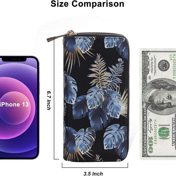 Cellphone Wallet for Women Dual Zipper Long Purse with Removable Wristlet - Picture 5 of 7